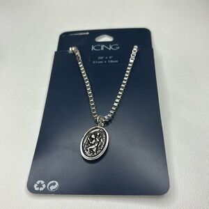 Icing St Christopher Medal Necklace Silver